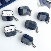 For AirPods 3 Stitching Denim Cloth Bluetooth Earphone Protective Case(Grid)