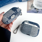 For AirPods Pro 2 Stitching Denim Cloth Bluetooth Earphone Protective Case(Rhombus)