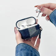 For AirPods 3 Stitching Denim Cloth Bluetooth Earphone Protective Case(Rhombus)