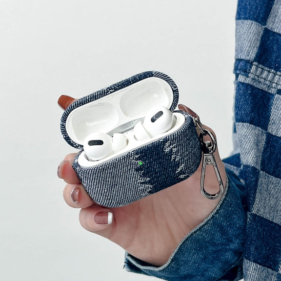For AirPods Pro Stitching Denim Cloth Bluetooth Earphone Protective Case(Light Color Irregular)