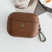 For AirPods Pro 2 Cross Texture PU Leather Bluetooth Earphone Protective Case(Brown)