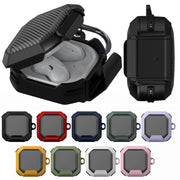 For Galaxy Buds Live / Pro /2 /2 Pro / FE Carbon Fiber TPU Hybrid PC Case with Hook(Army Green)