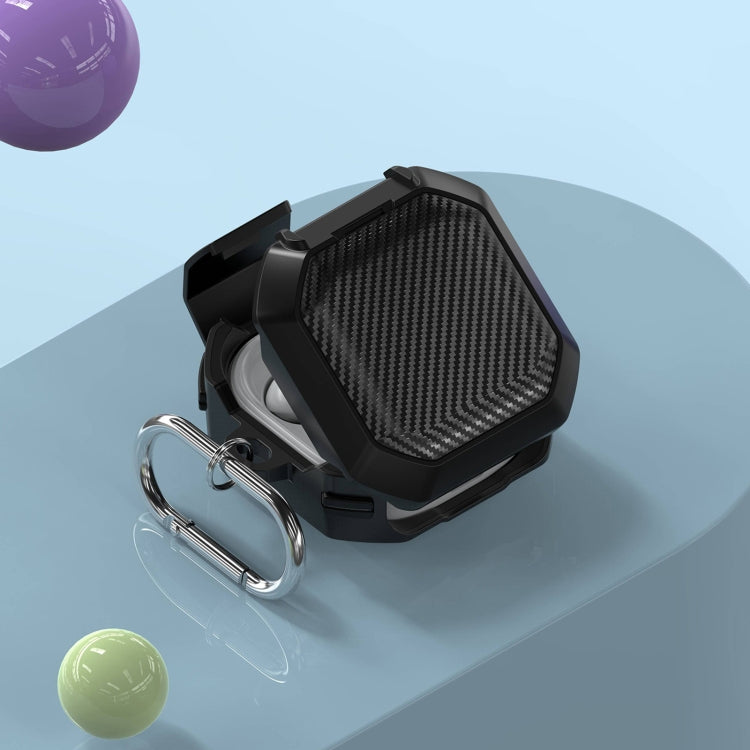 For Galaxy Buds Live / Pro /2 /2 Pro / FE Carbon Fiber TPU Hybrid PC Case with Hook(Army Green)