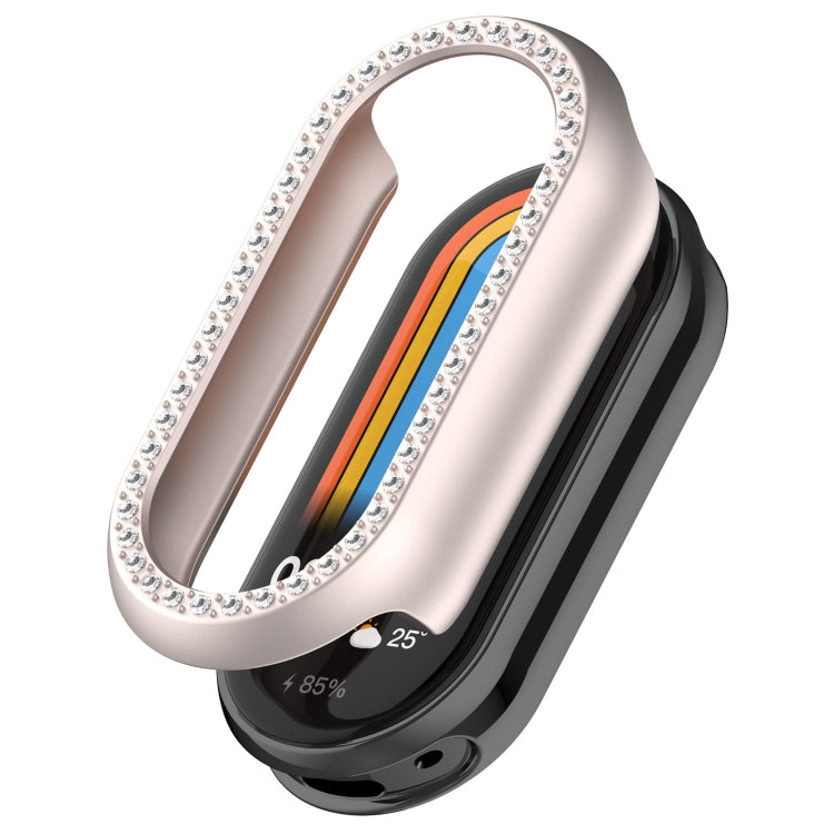 For Xiaomi Mi Band 8 Diamond Half Pack Hollow PC Watch Protective Case(Starlight)