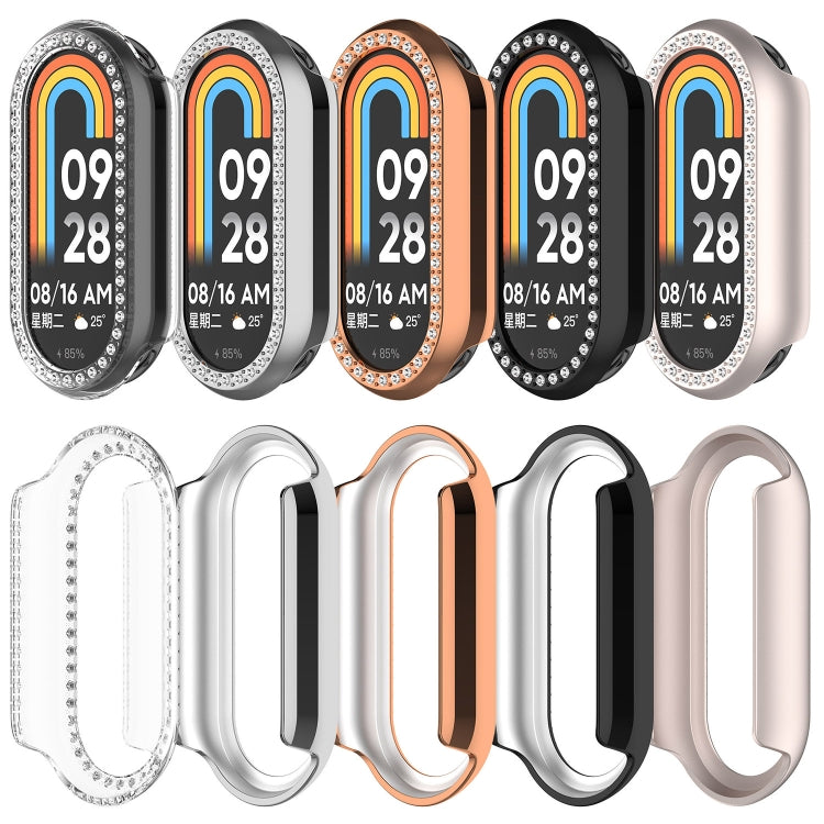 For Xiaomi Mi Band 8 Diamond Half Pack Hollow PC Watch Protective Case(Black)