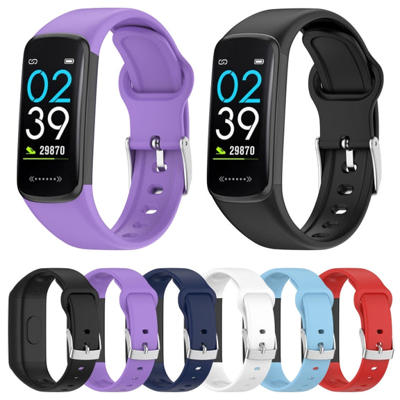 For Mambo Band 6S Solid Color Silver Buckle Silicone Watch Band(Purple)