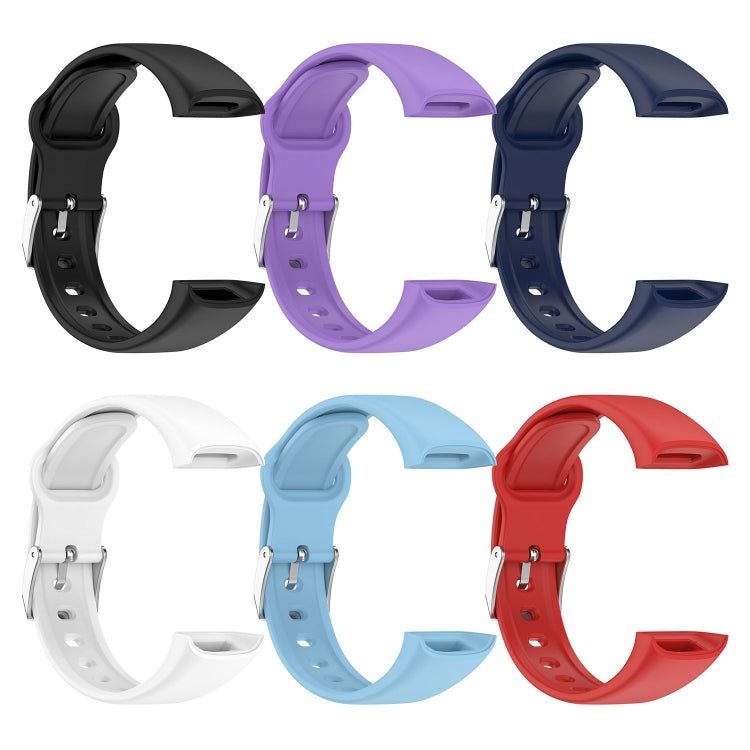 For Mambo Band 6S Solid Color Silver Buckle Silicone Watch Band(Black)