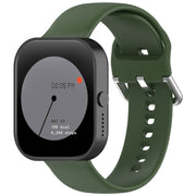 For CMF Watch Pro D395 22mm Solid Color Silver Buckle Silicone Watch Band, Size:L(Army Green)
