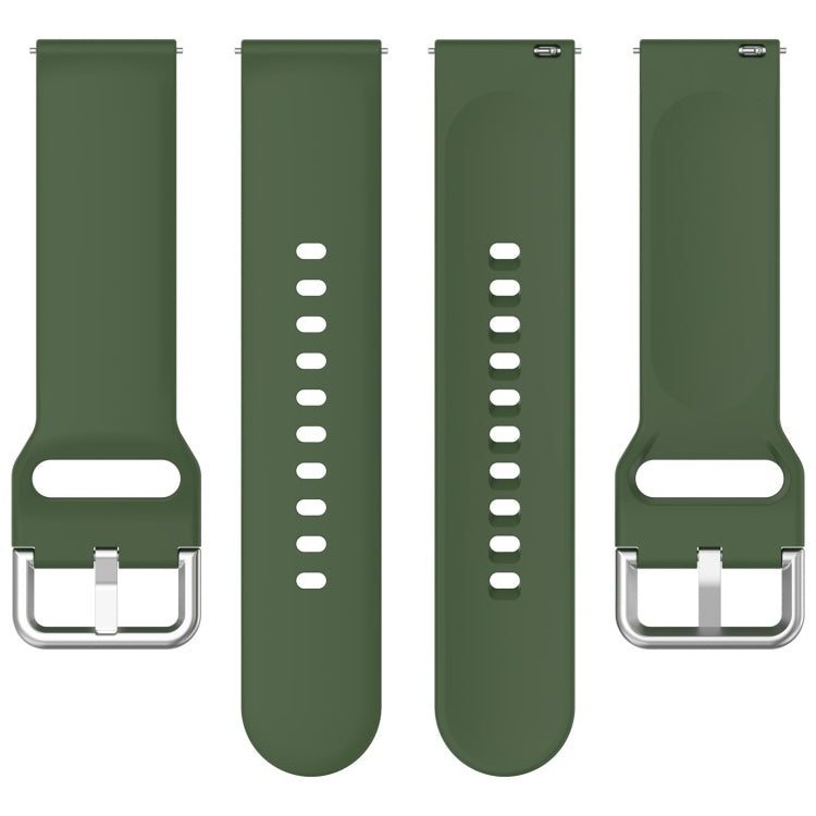 For CMF Watch Pro D395 22mm Solid Color Silver Buckle Silicone Watch Band, Size:L(Army Green)