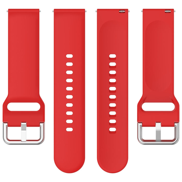 For CMF Watch Pro D395 22mm Solid Color Silver Buckle Silicone Watch Band, Size:S(Red)