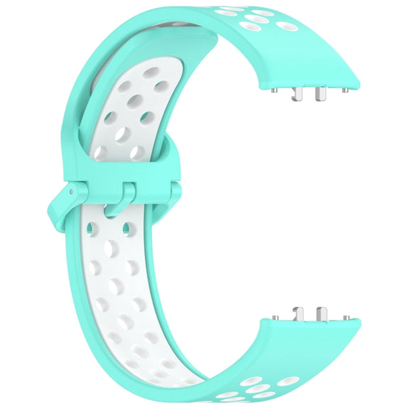 For Samsung Galaxy Fit 3 Two Color Breathable Silicone Watch Band(Teal White)
