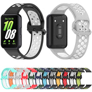 For Samsung Galaxy Fit 3 Two Color Breathable Silicone Watch Band(Grey Orange)