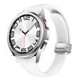 For Samsung Galaxy Watch 6 Slim Magnetic Silver Buckle Leather Silicone Watch Band(White) - Watch Bands by PMC TechLife | Online Shopping South Africa | PMC TechLife