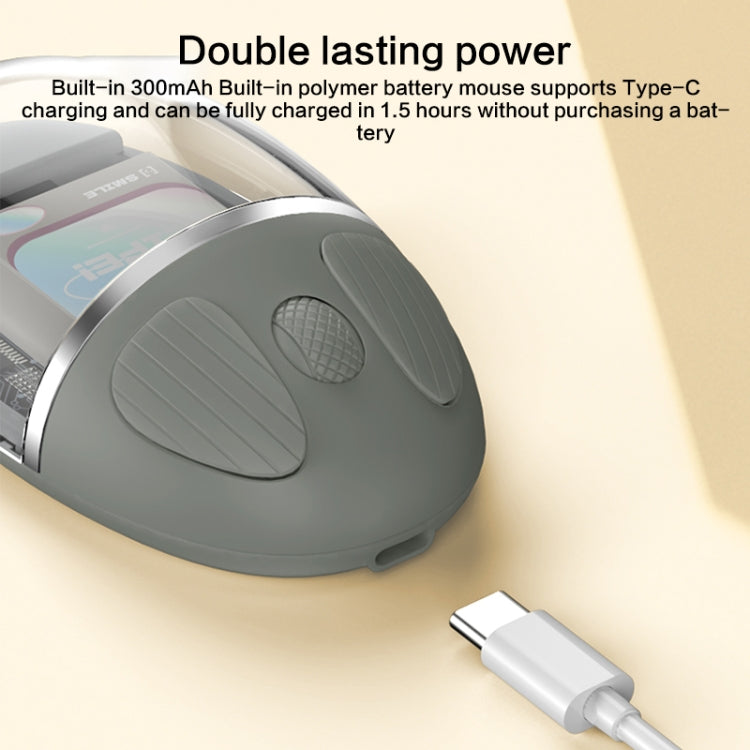 ZGA Colorful Transparent Dual Mode Wireless 2.4G + Bluetooth 5.0 Mouse(Creamy White)