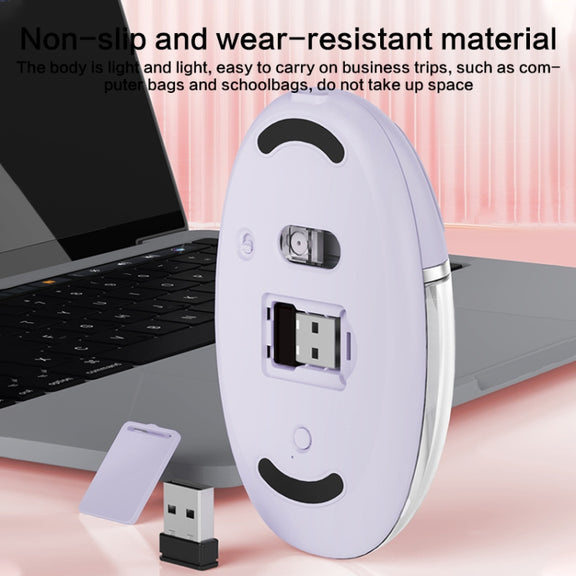ZGA Colorful Transparent Dual Mode Wireless 2.4G + Bluetooth 5.0 Mouse(Creamy White)