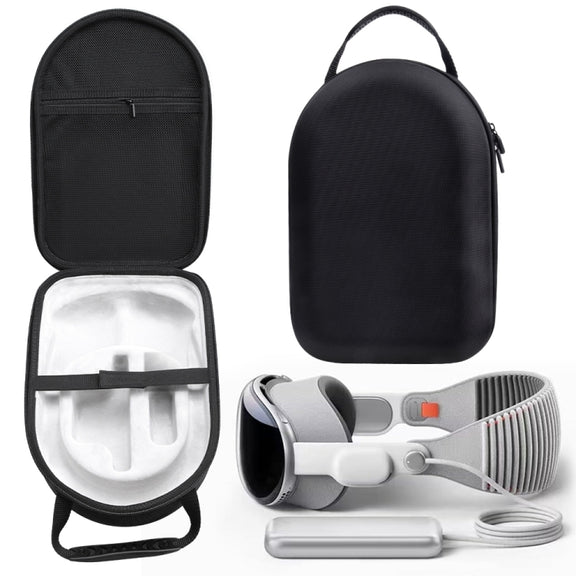 For Apple Vision Pro EVA Cloth Velvet Handle Water-resistant Host Storage Bag(Black)