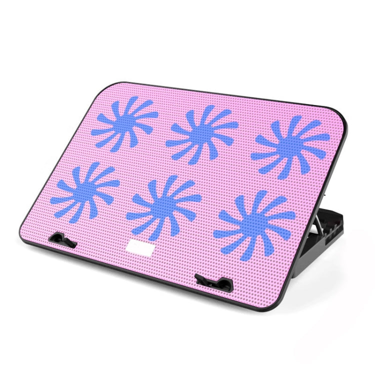 ICE COOREL Notebook Computer Base Speed Control Silent Six-fan Cooling Holder Cooling Rack, Style: Premium Edition(Charm Powder)