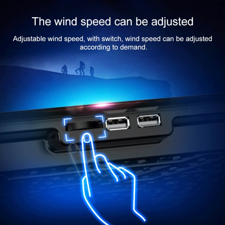 ICE COOREL Notebook Computer Base Speed Control Silent Six-fan Cooling Holder Cooling Rack, Style: Premium Edition(Charm Powder)
