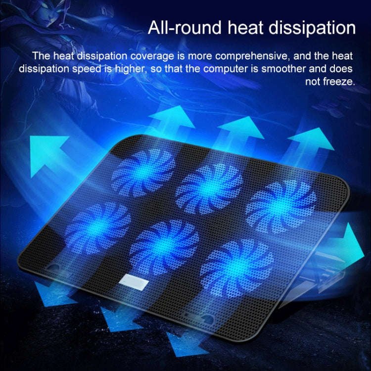ICE COOREL Notebook Computer Base Speed Control Silent Six-fan Cooling Holder Cooling Rack, Style: Premium Edition(Charm Powder)