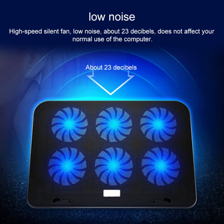 ICE COOREL Notebook Computer Base Speed Control Silent Six-fan Cooling Holder Cooling Rack, Style: Premium Edition(Charm Powder)