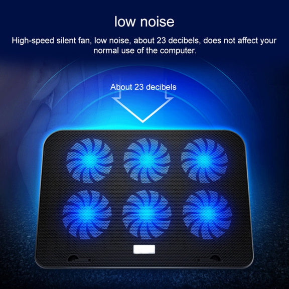 ICE COOREL Notebook Computer Base Speed Control Silent Six-fan Cooling Holder Cooling Rack, Style: Premium Edition(Charm Powder)