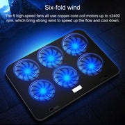 ICE COOREL Notebook Computer Base Speed Control Silent Six-fan Cooling Holder Cooling Rack, Style: Premium Edition(Charm Powder)
