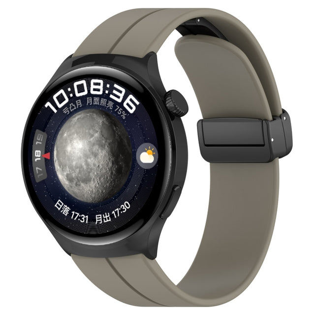 18mm Groove Folding Black Buckle Silicone Watch Band(Space Grey)