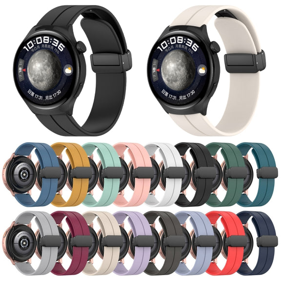 18mm Groove Folding Black Buckle Silicone Watch Band(Light Blue)