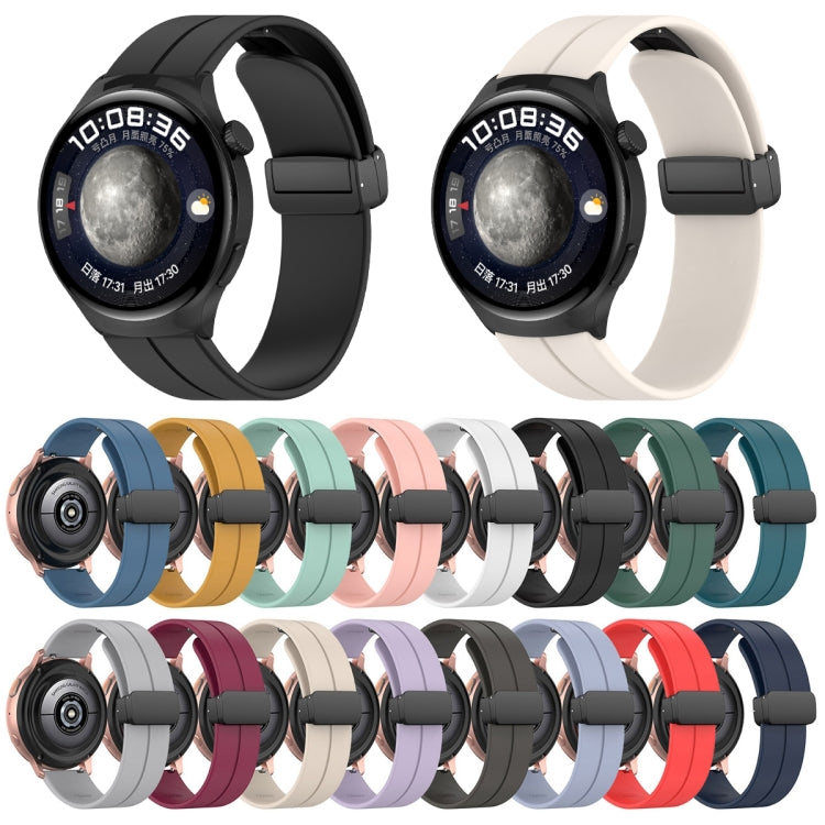 18mm Groove Folding Black Buckle Silicone Watch Band(Teal)