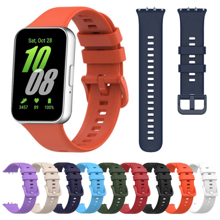 For Samsung Galaxy Fit 3 Solid Color Buckle Silicone Watch Band(Dark Blue)