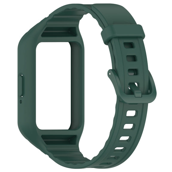 For Samsung Galaxy Fit 3 Solid Color Integrated TPU Watch Band(Dark Green)