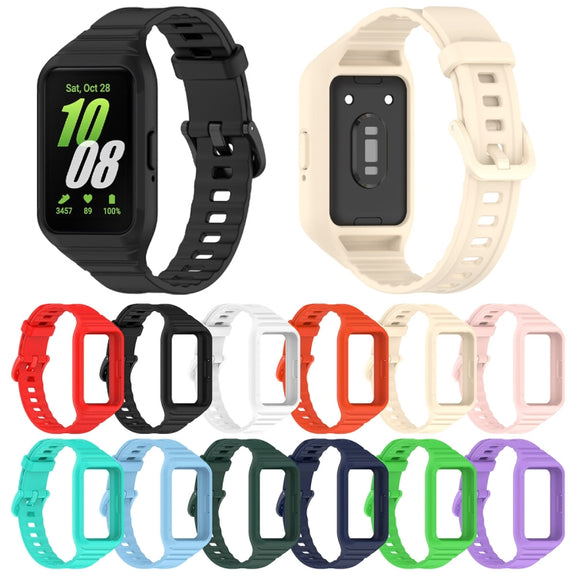 For Samsung Galaxy Fit 3 Solid Color Integrated TPU Watch Band(Fluorescent Green)