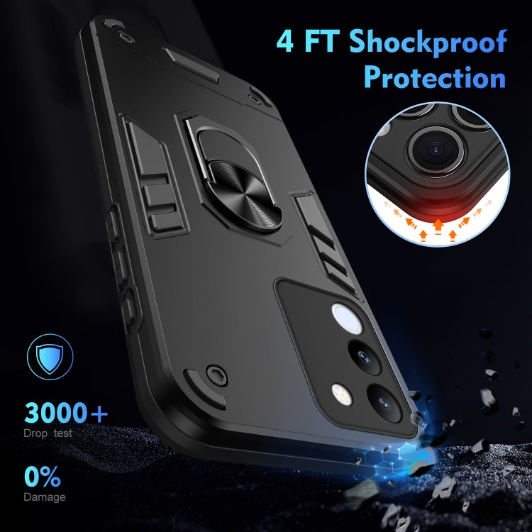 For vivo V29e 5G Shockproof Metal Ring Holder Phone Case(Black)