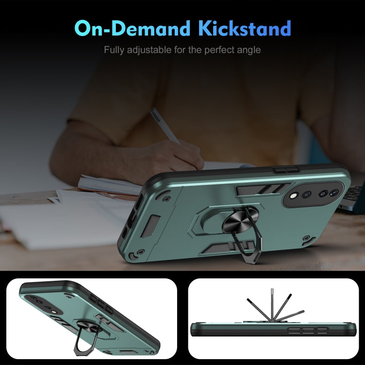 For Honor X7b Shockproof Metal Ring Holder Phone Case(Green)