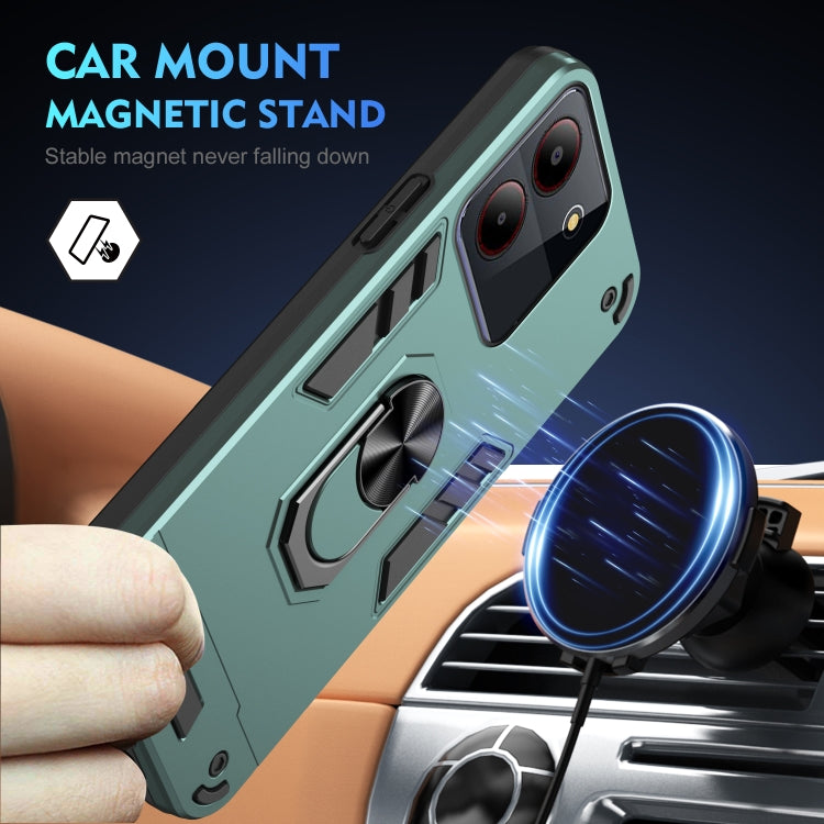 For ZTE Blade A54 Shockproof Metal Ring Holder Phone Case(Green)