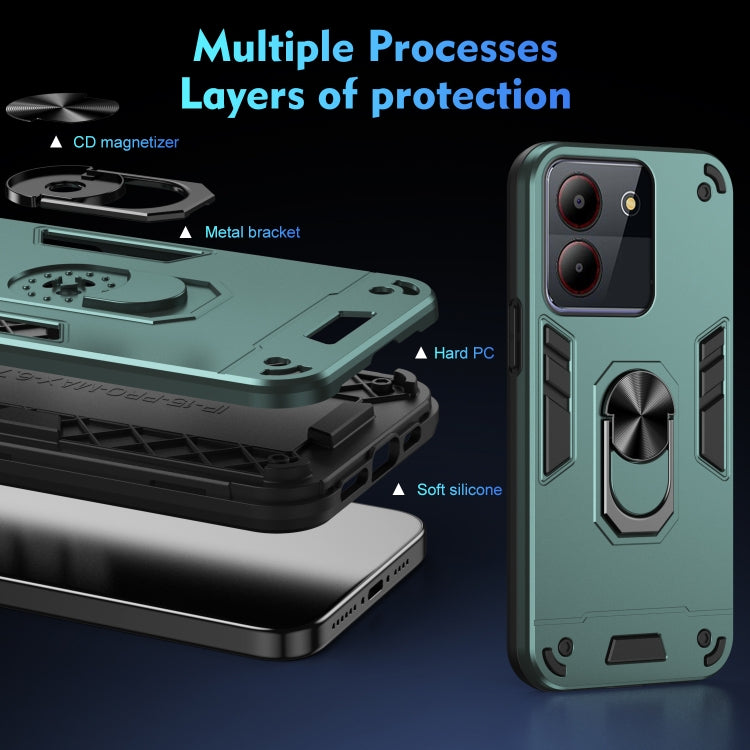 For ZTE Blade A54 Shockproof Metal Ring Holder Phone Case(Green)