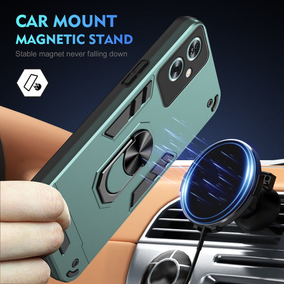 For OPPO A79 5G Shockproof Metal Ring Holder Phone Case(Green)