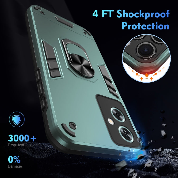 For OPPO A79 5G Shockproof Metal Ring Holder Phone Case(Green)