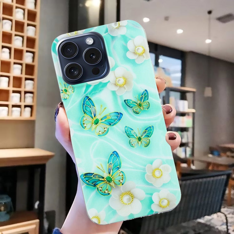 For iPhone 16 Pro Colorful Painting Pattern TPU Phone Case(Butterflies)