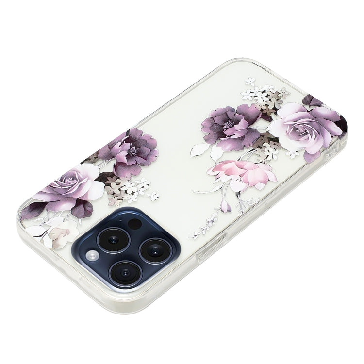 For iPhone 16 Pro Colorful Painting Pattern TPU Phone Case(Peony)