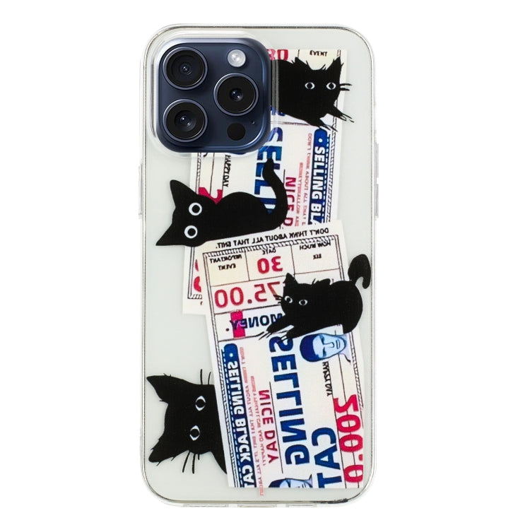 For iPhone 16 Pro Colorful Painting Pattern TPU Phone Case(Black Cat)