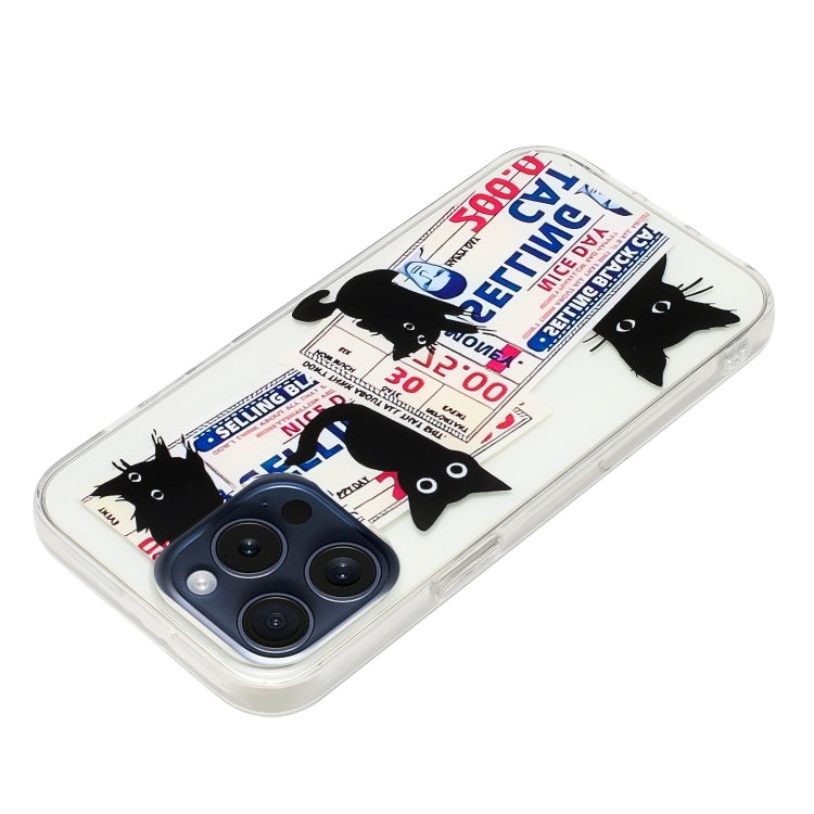For iPhone 16 Pro Colorful Painting Pattern TPU Phone Case(Black Cat)