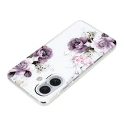 For iPhone 16 Plus Colorful Painting Pattern TPU Phone Case(Peony)