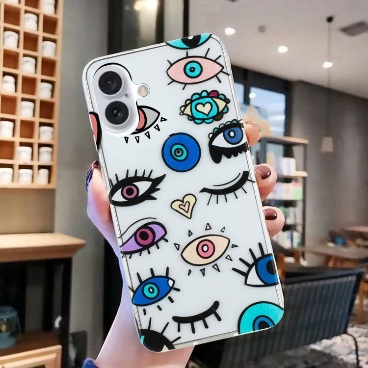 For iPhone 16 Plus Colorful Painting Pattern TPU Phone Case(Eye Monster)