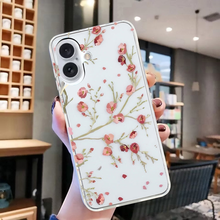 For iPhone 16 Plus Colorful Painting Pattern TPU Phone Case(Red Flowers)