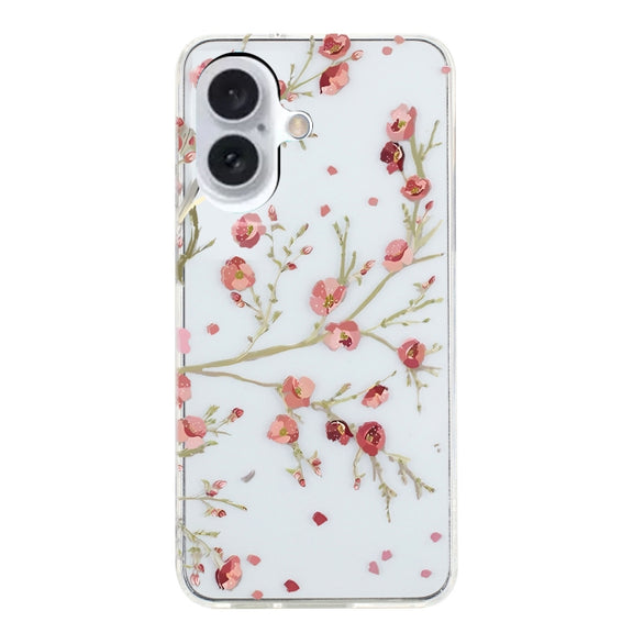 For iPhone 16 Plus Colorful Painting Pattern TPU Phone Case(Red Flowers)