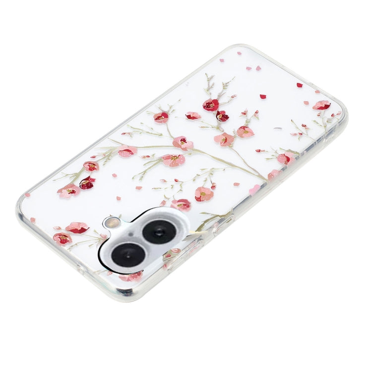 For iPhone 16 Plus Colorful Painting Pattern TPU Phone Case(Red Flowers)