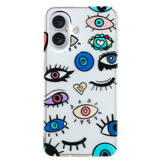For iPhone 16 Colorful Painting Pattern TPU Phone Case(Eye Monster)