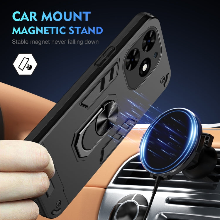 For Tecno Spark Go 2024 Shockproof Metal Ring Holder Phone Case(Black)