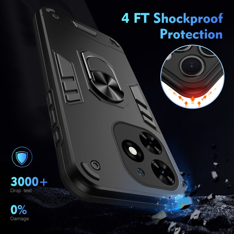 For Tecno Spark Go 2024 Shockproof Metal Ring Holder Phone Case(Black)